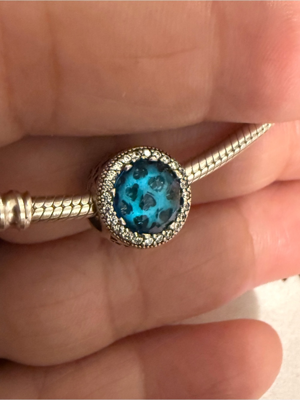 Handcrafted Blue Leopard Glass Charm Bead for Women's Jewelry